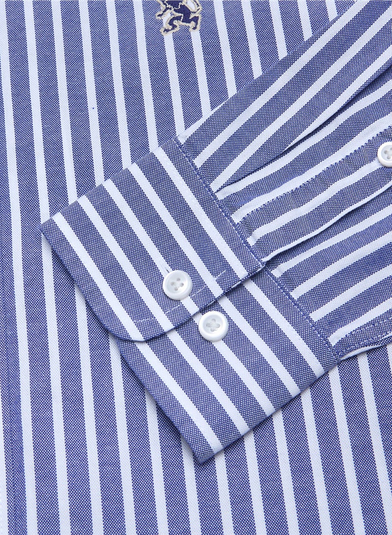 GIORDANO Men’s Cotton Slim Oxford Shirt with Embroidery - Image 4